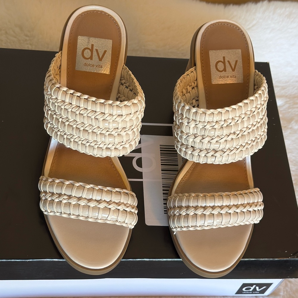 Dolce Vita Cream Braided High Heel Sandals